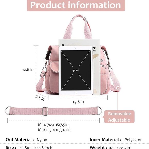 Women Utility Tote Bag Teacher Purses and Handbags for Nurse Waterproof Nylon Mu - Picture 3 of 6